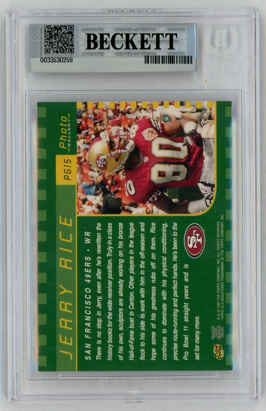 1997 Topps Gallery #PG15 Jerry Rice BGS 8.5