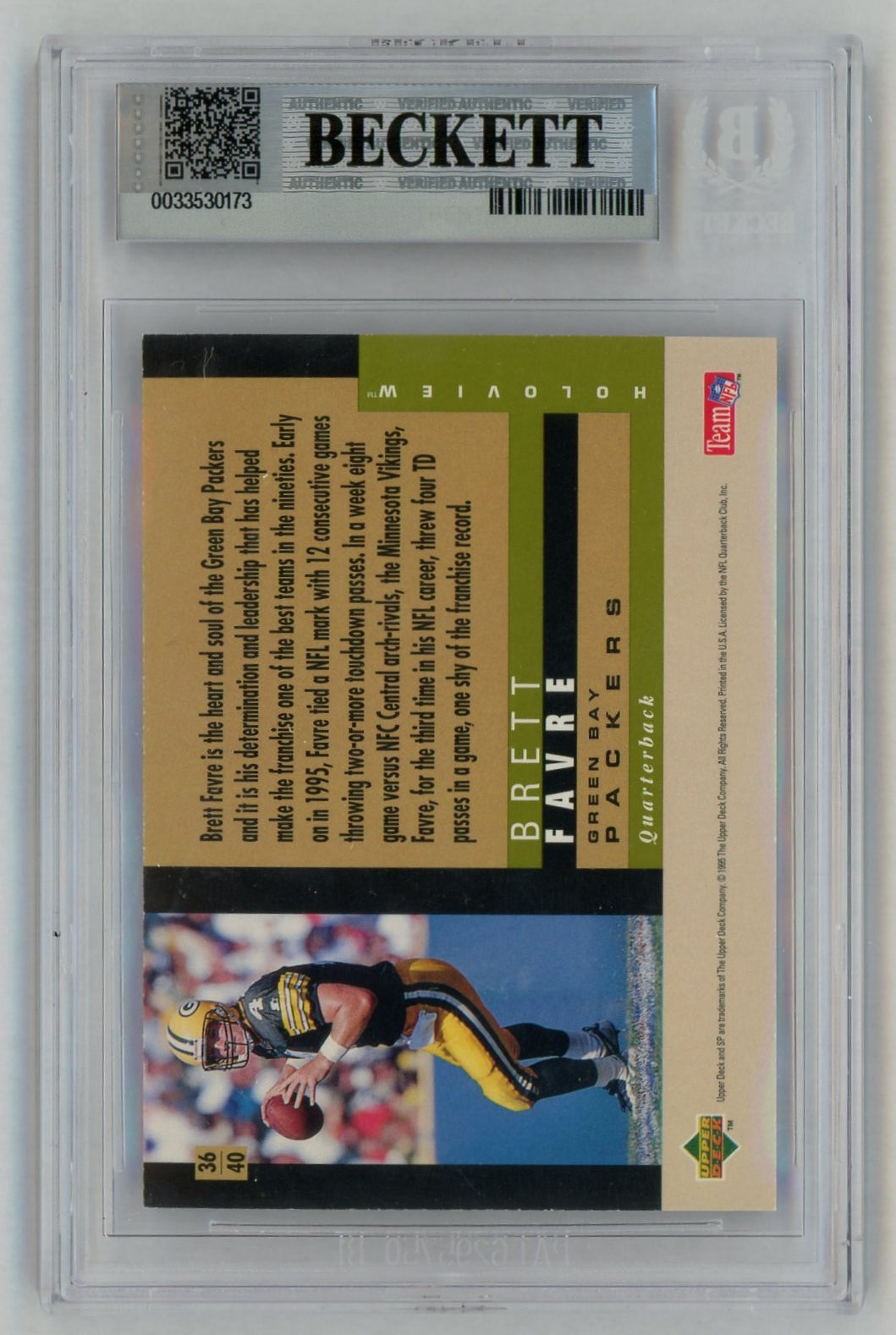 1995 SP #36 Brett Favre Holoviews BGS 8.5