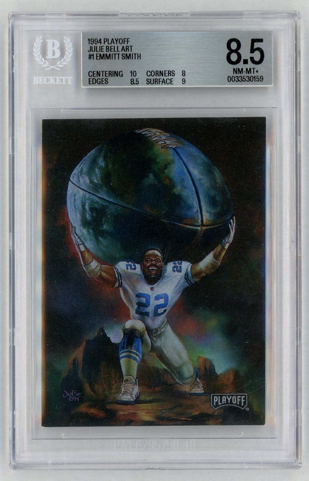 1994 Playoff Emmitt Smith Julie Bell Fantasy Football Art #1 BGS 8.5