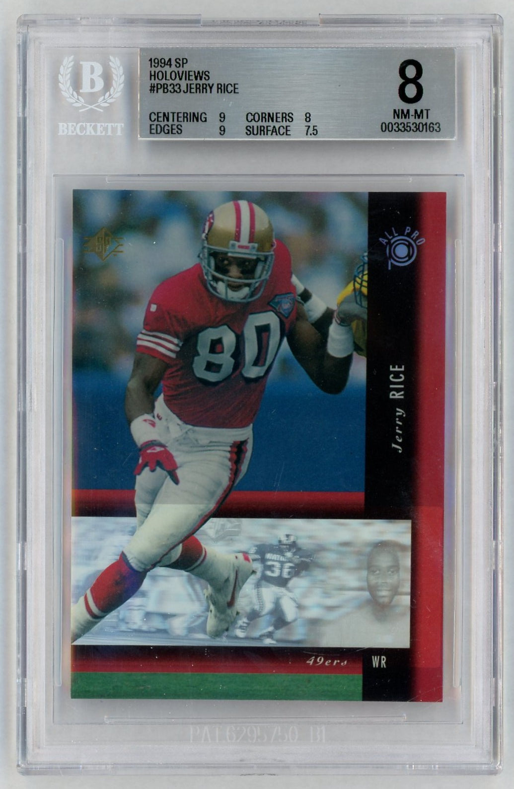 1994 SP #PB33 Jerry Rice Holoviews BGS 8