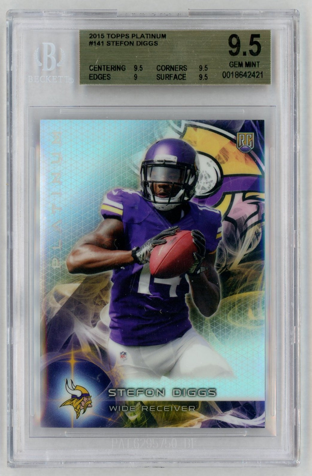 2015 Topps Platinum #141 Stefon Diggs Rookie RC BGS 9.5