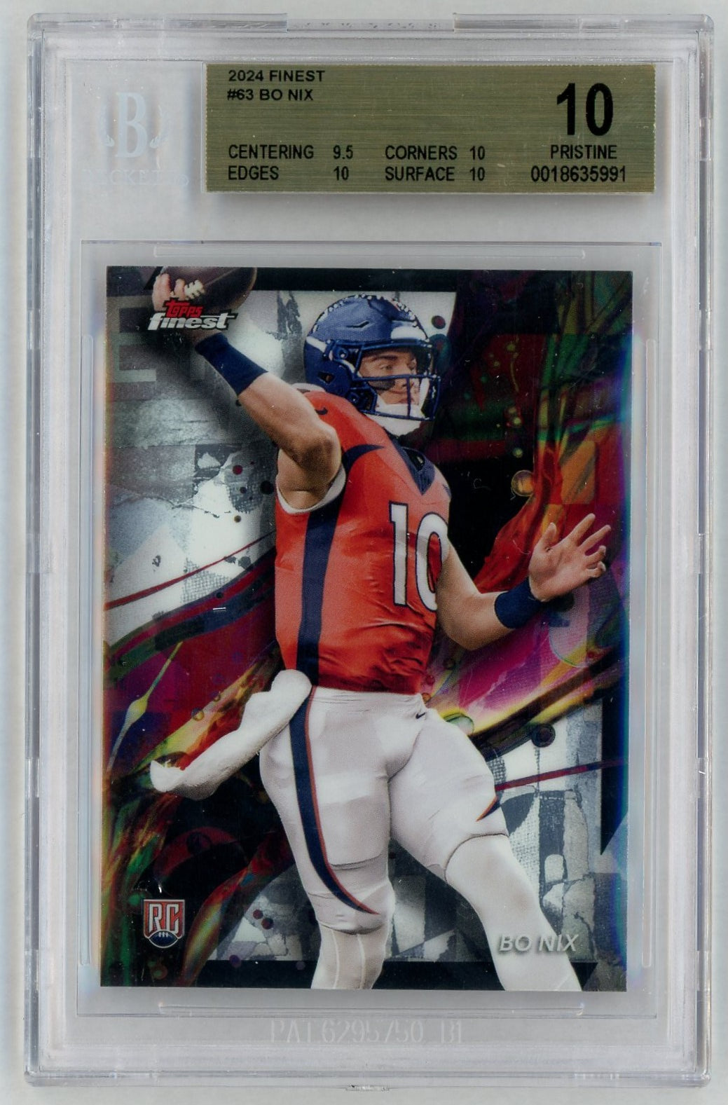 2024 Finest #63 Bo Nix Rookie RC BGS Pristine 10