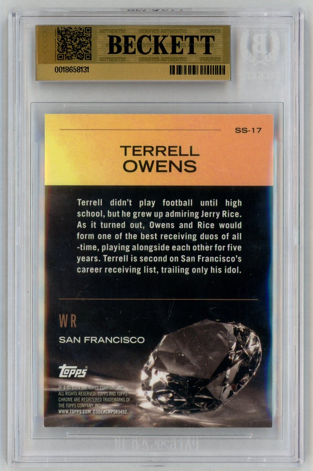 2024 Topps Chrome #SS-17 Terrell Owens Sunday Swag Yellow Refractor /75 BGS 9.5