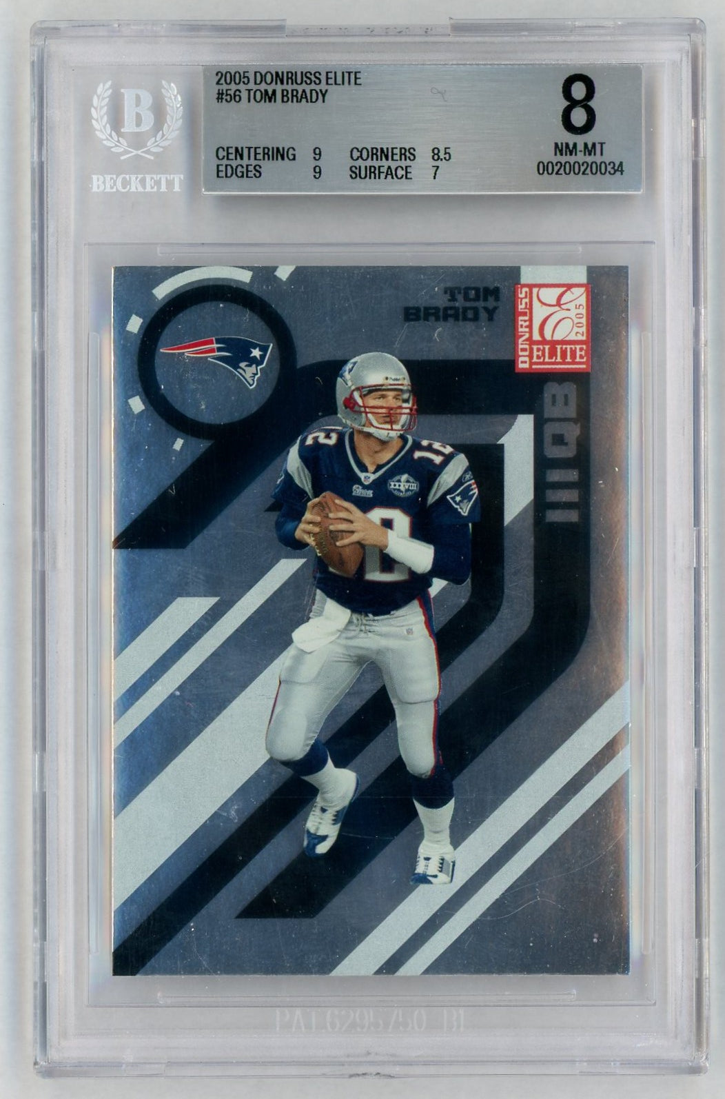 2005 Donruss Elite #56 Tom Brady BGS 8