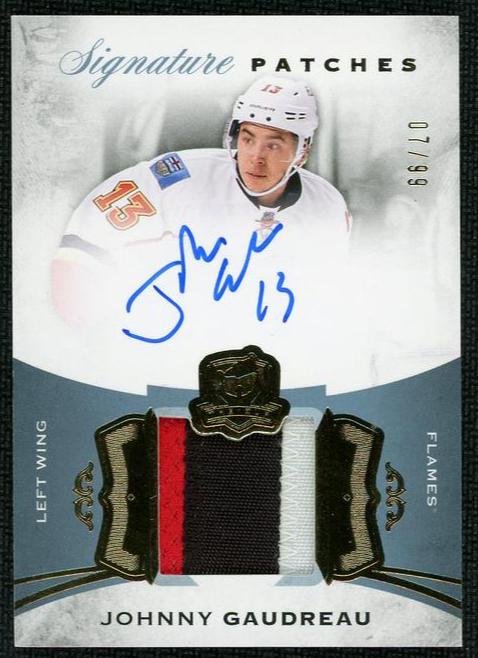 2015 Upper Deck The Cup SP-JG Johnny Gaudreau Signature Patches /99 Calgary Flames Auto