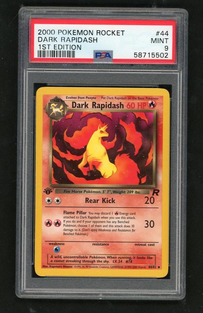 2000 Pokemon Team Rocket 1st Edition Dark Rapidash #44 PSA 9