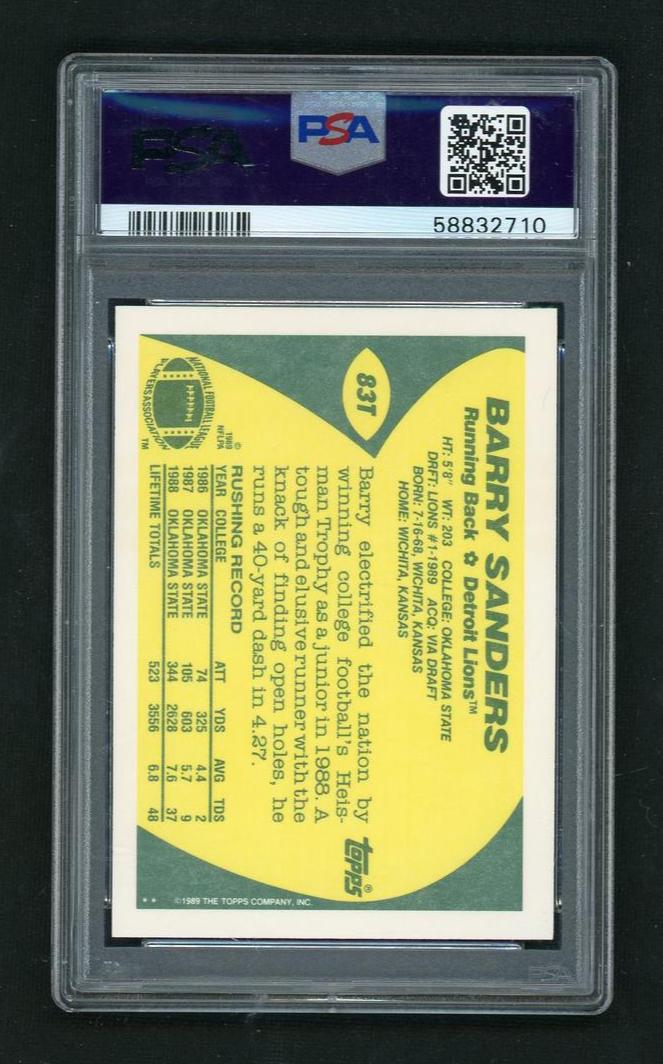 1989 Topps Traded Barry Sanders #83T PSA 9