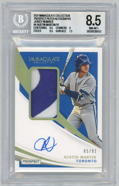 2021 Immaculate Collection #PPA-AM Austin Martin Prospect Patch Auto /91 BGS 8.5