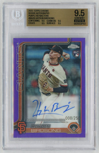 2025 Topps Chrome #RAHB Hayden Birdsong Purple Refractor Rookie RC Auto /250 BGS 9.5