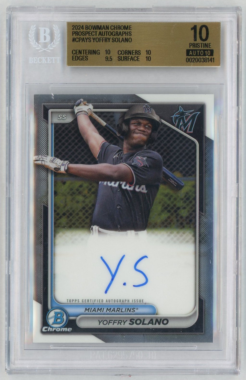 2024 Bowman Chrome #CPA-YS Yoffry Solano Rookie RC Auto BGS Pristine 10