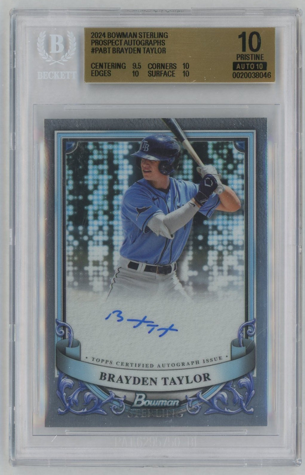 2024 Bowman Sterling #PA-BT Brayden Taylor Prospect Auto BGS Pristine 10