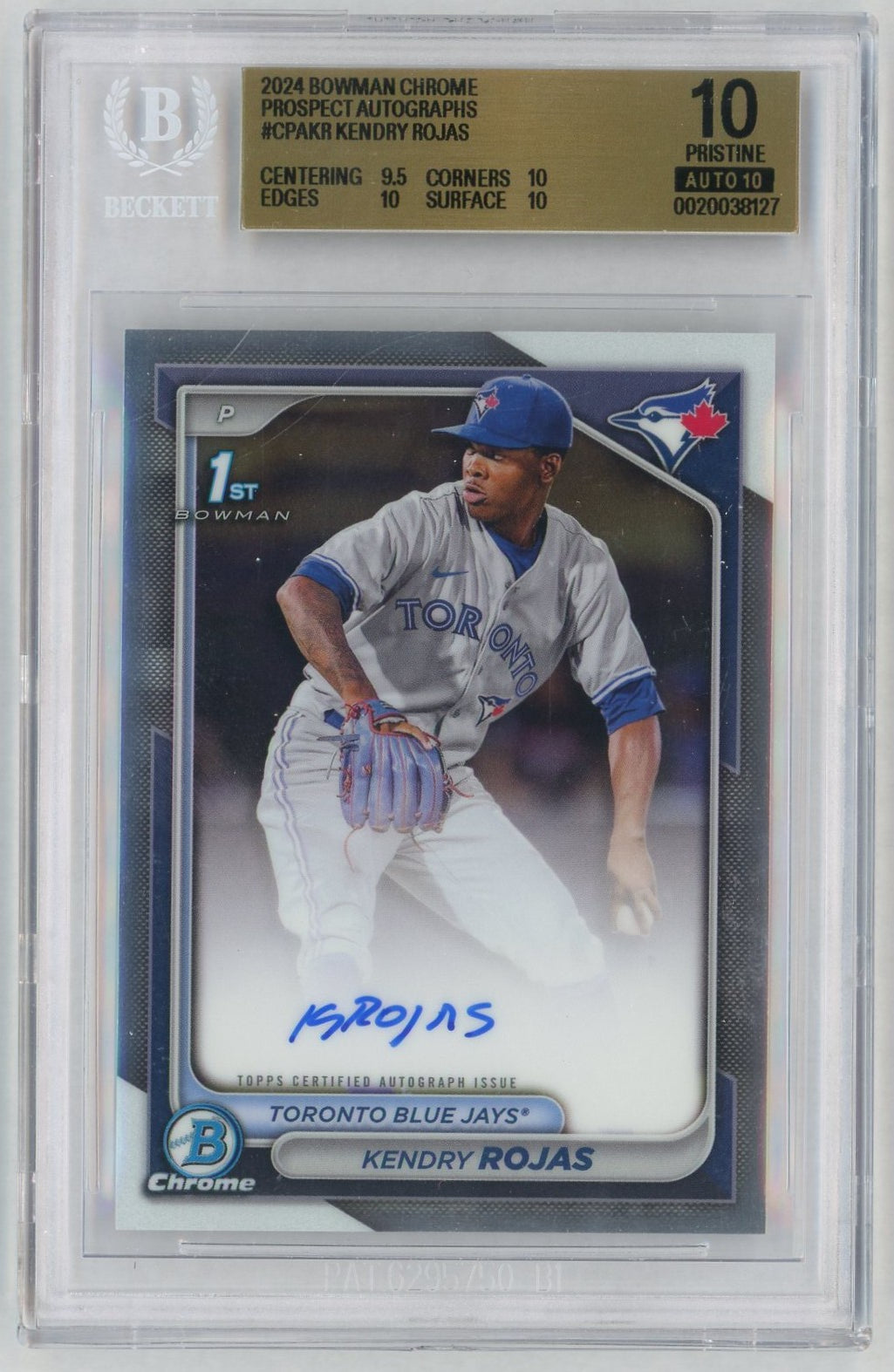 2024 Bowman Chrome Kendry Rojas 1st Rookie RC Auto BGS 9.5