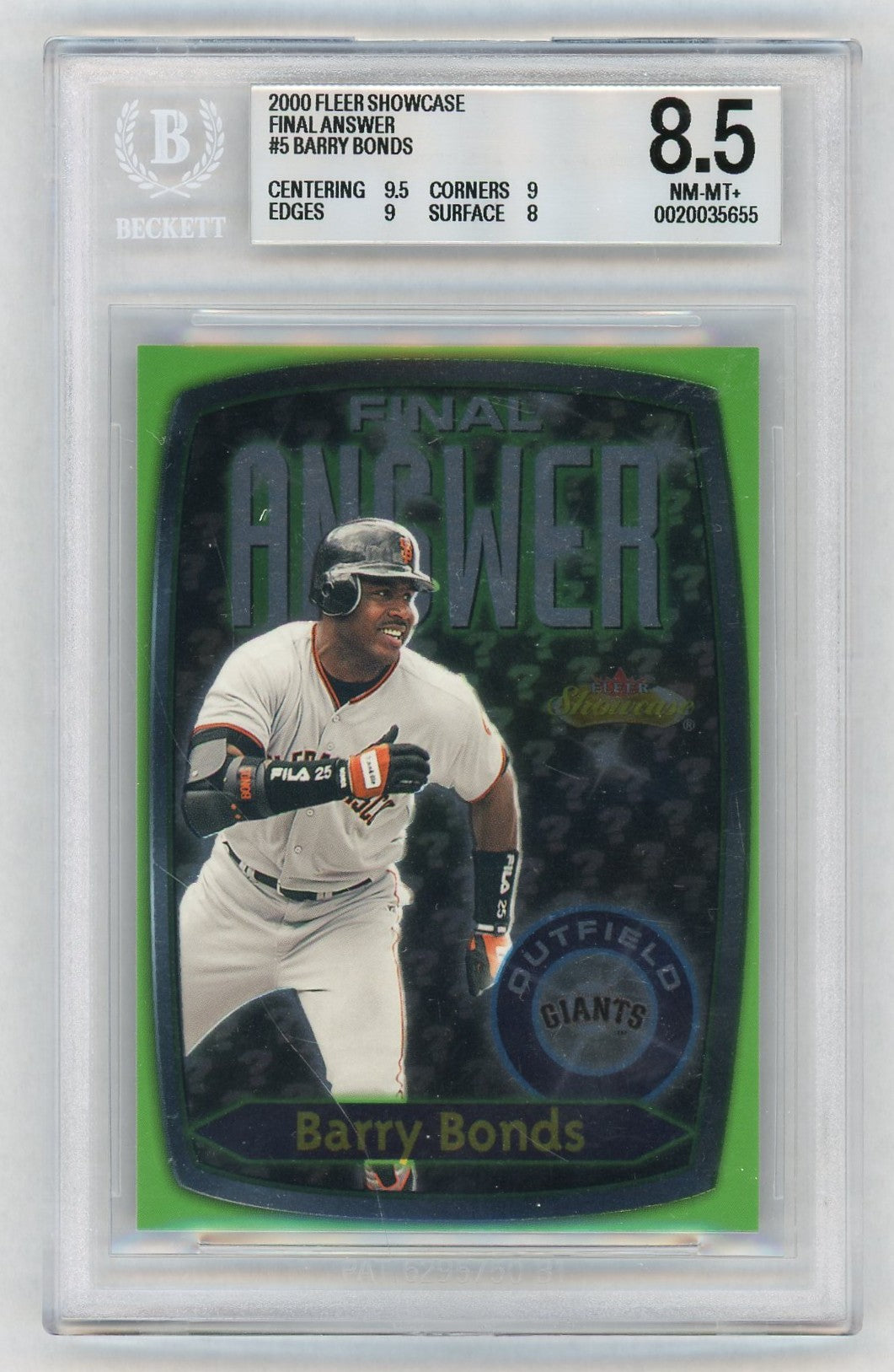 2000 Fleer Showcase #5 Barry Bonds Final Answer BGS 8.5