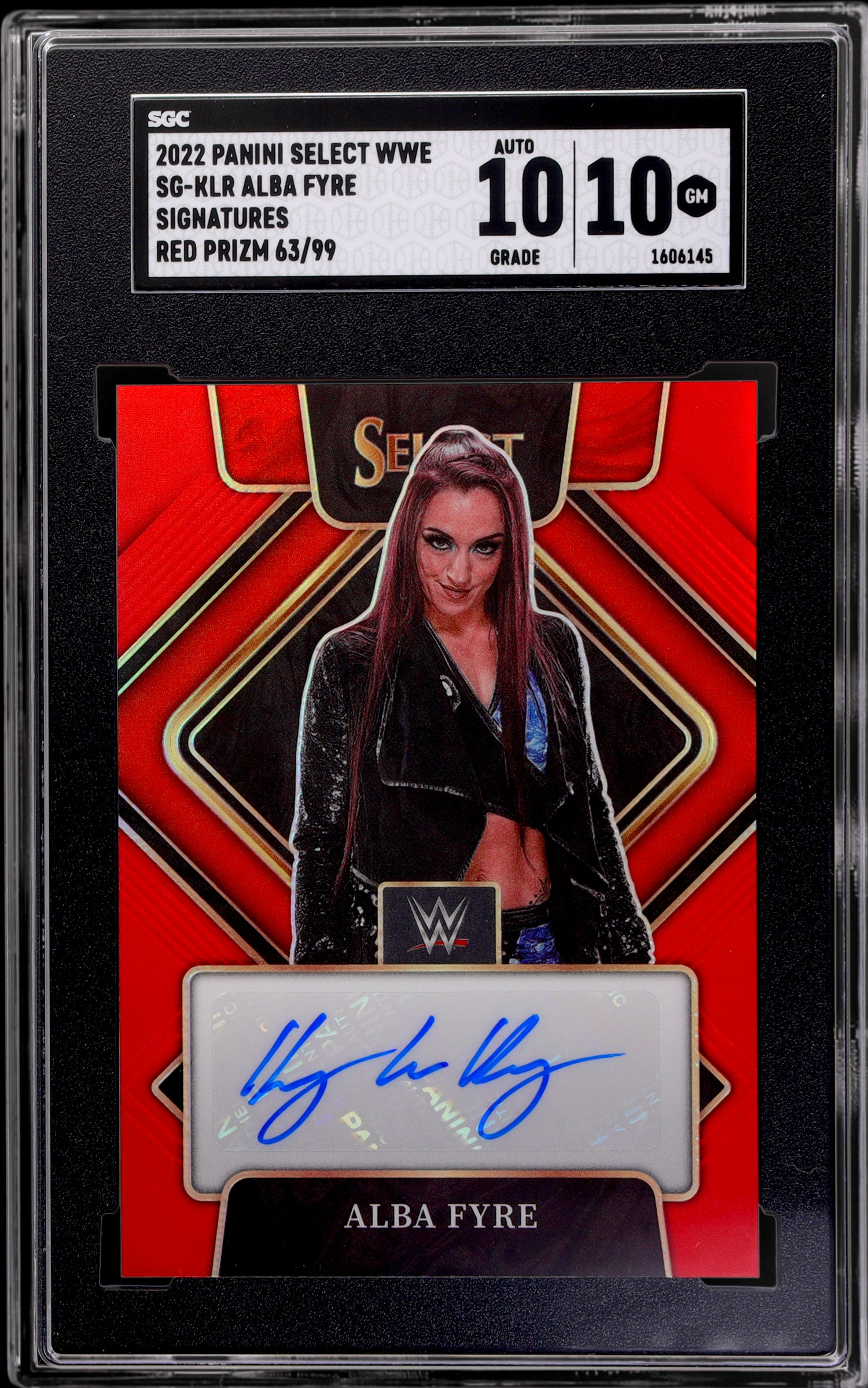 2022 Panini Select Wwe #SG-KLR Alba Fyre Sigs. Red Prizm 63 SGC 10