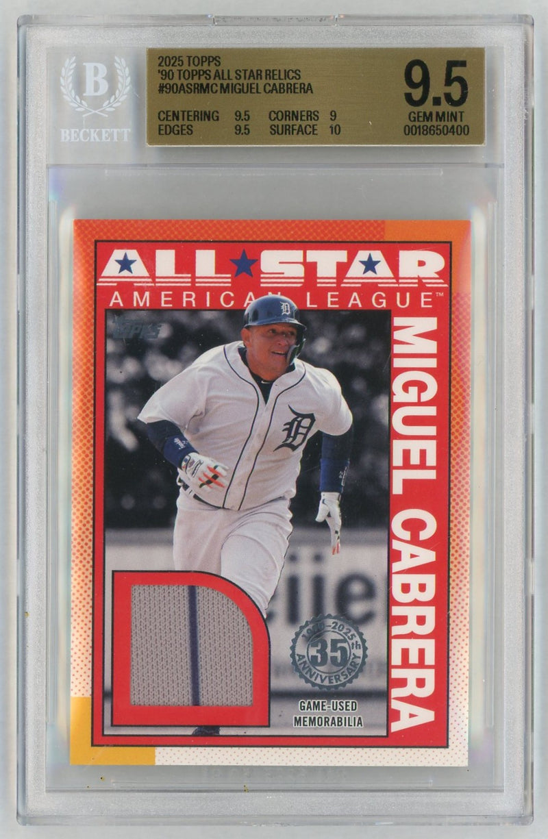 2025 Topps '90 All Star Relics Miguel Cabrera #90ASR-MC Beckett 9.5