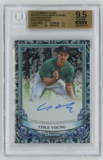 2024 Bowman Sterling #PA-CY Cole Young Silver Refractor Auto /100 BGS 9.5