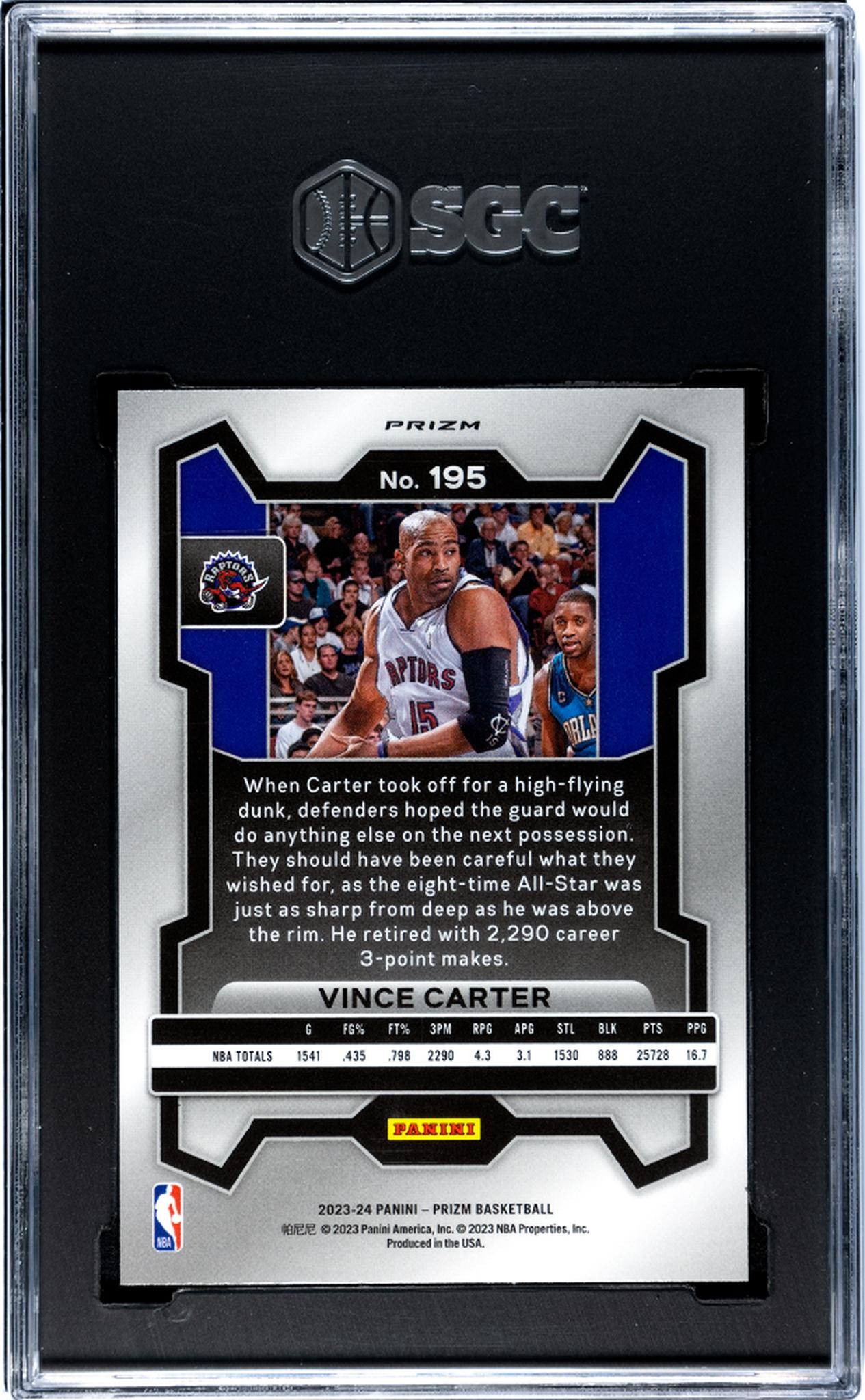 2023-24 Panini Prizm #195 Vince Carter Silver Prizm SGC 9.5