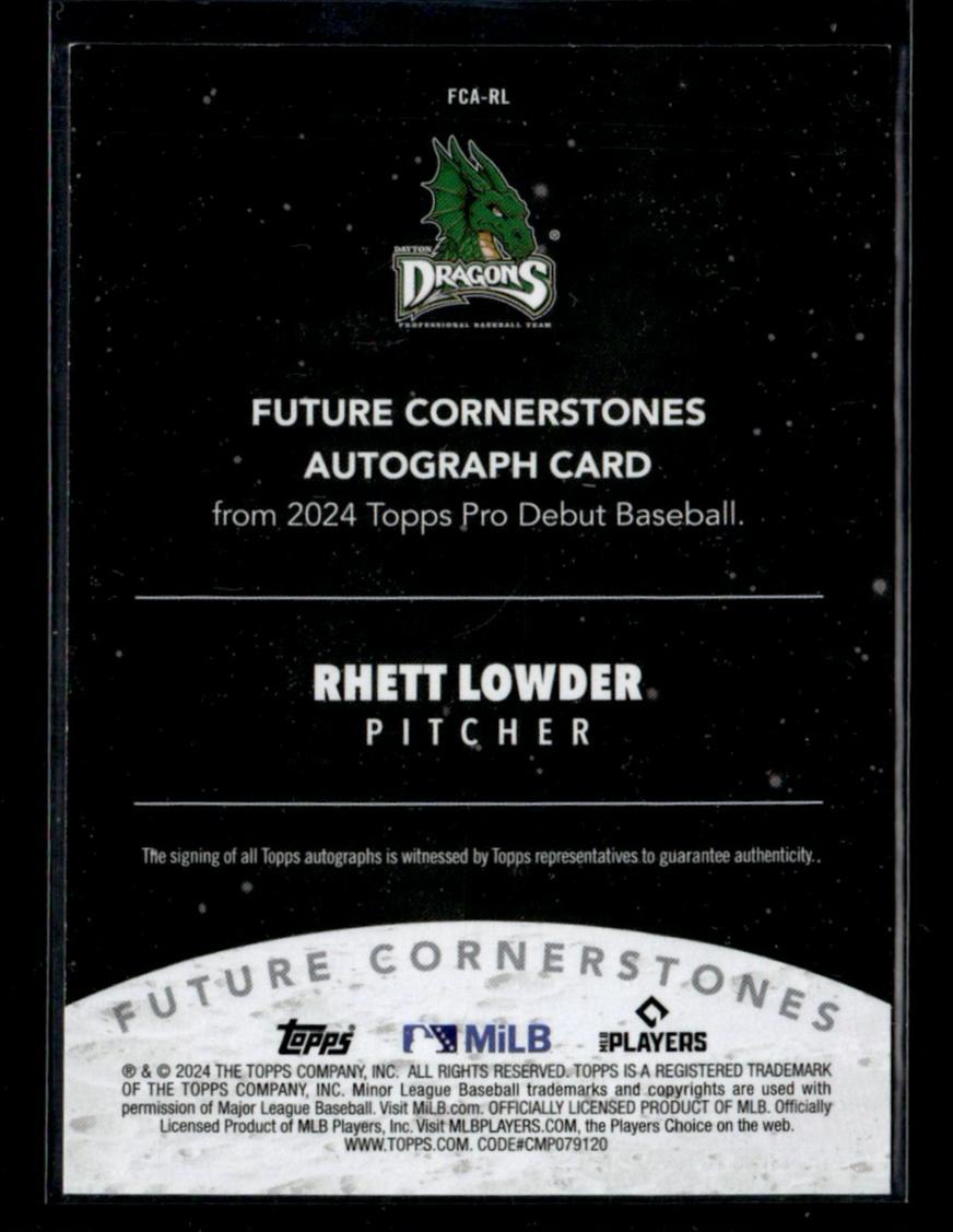 2024 Topps Pro Debut Future Cornerstones Rhett Lowder #FCA-RL Auto /99