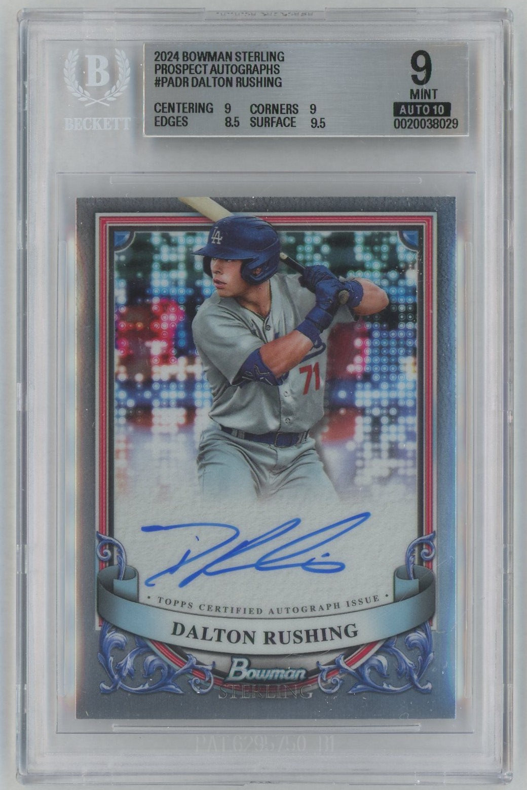 2024 Bowman Sterling #PA-DR Dalton Rushing Prospect Auto BGS 9