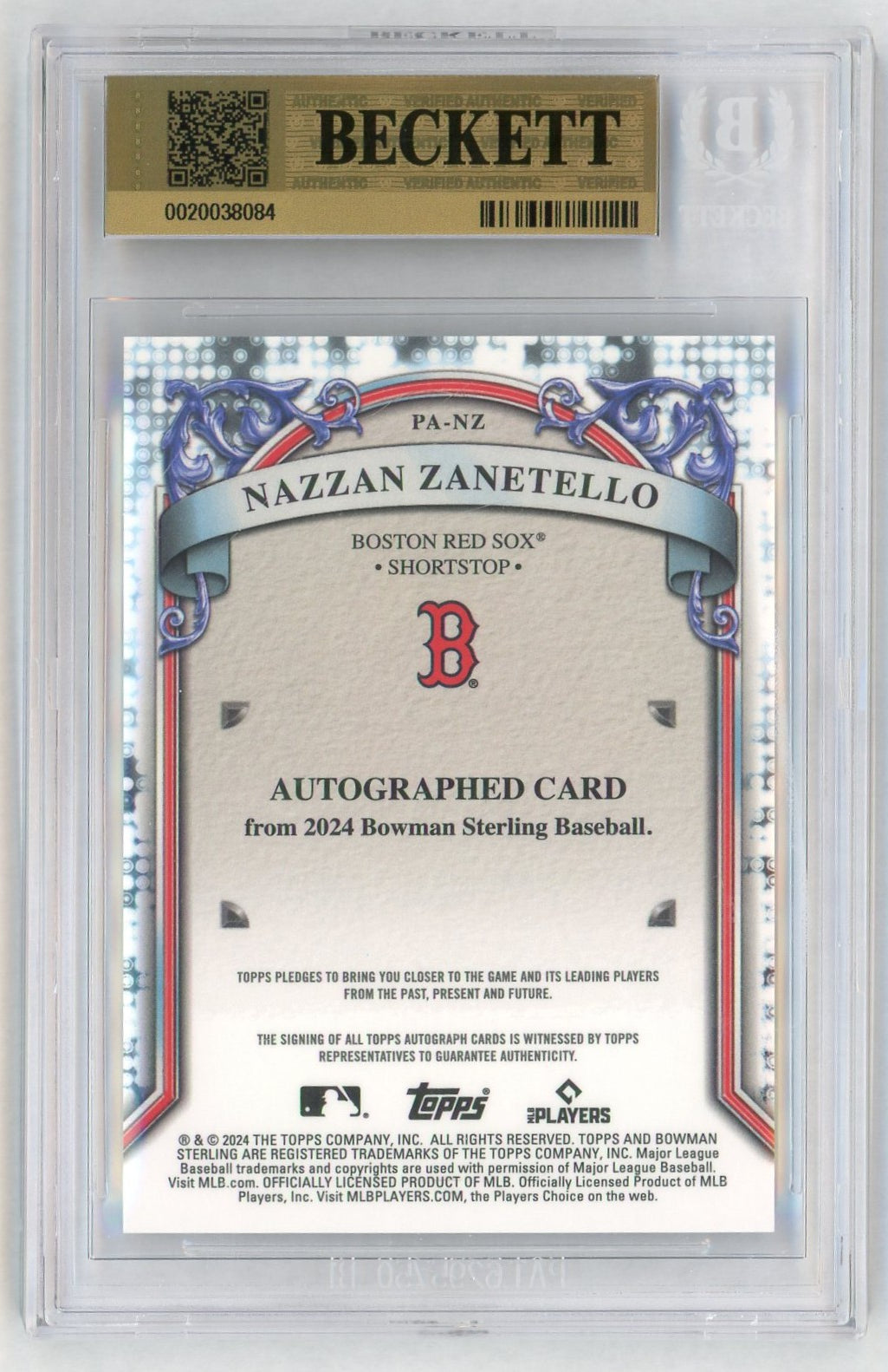 2024 Bowman Sterling #PA-NZ Nazzan Zanetello Prospect Auto BGS 9.5