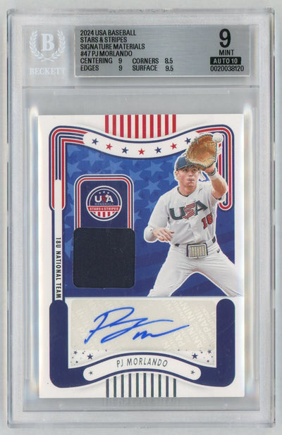 2024 Stars & Stripes #SM-PM PJ Morlando 18U Signature Material Patch Auto BGS 9