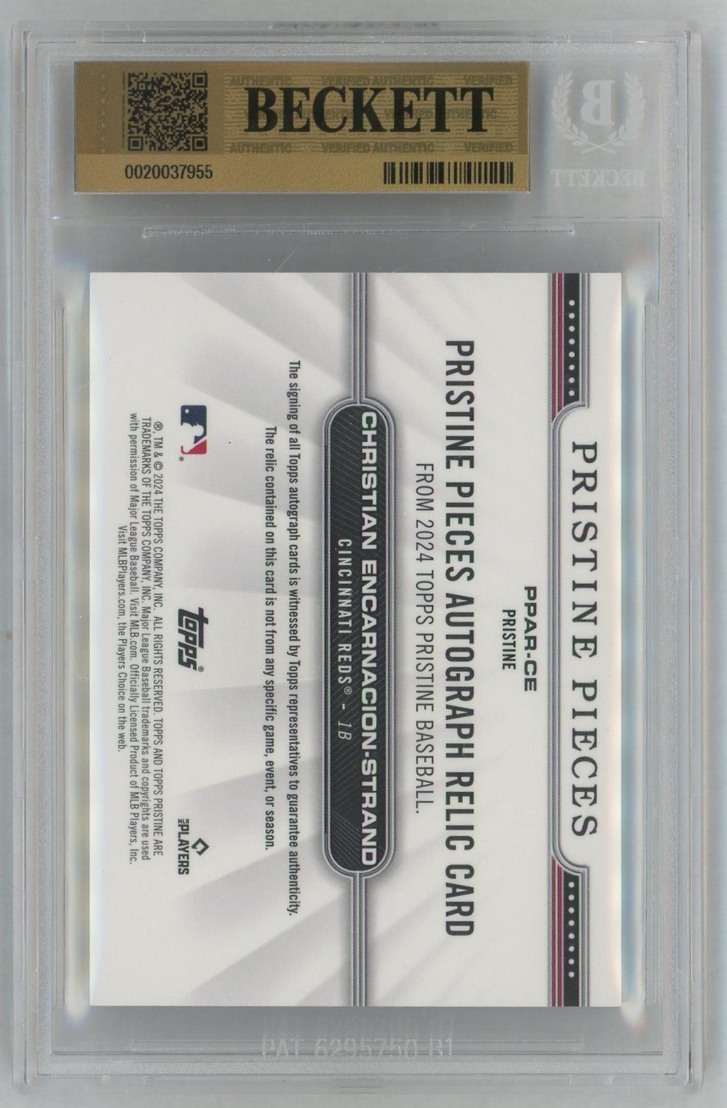 2024 Topps Pristine Pristine Pieces Autograph Relics Pristine Refractors Christian Encarnacion-Strand #PPARCE /99 BGS 9.5