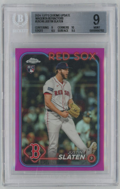2024 Topps Chrome Update #USC46 Justin Slaten Magenta Refractor Rookie RC /399 BGS 9