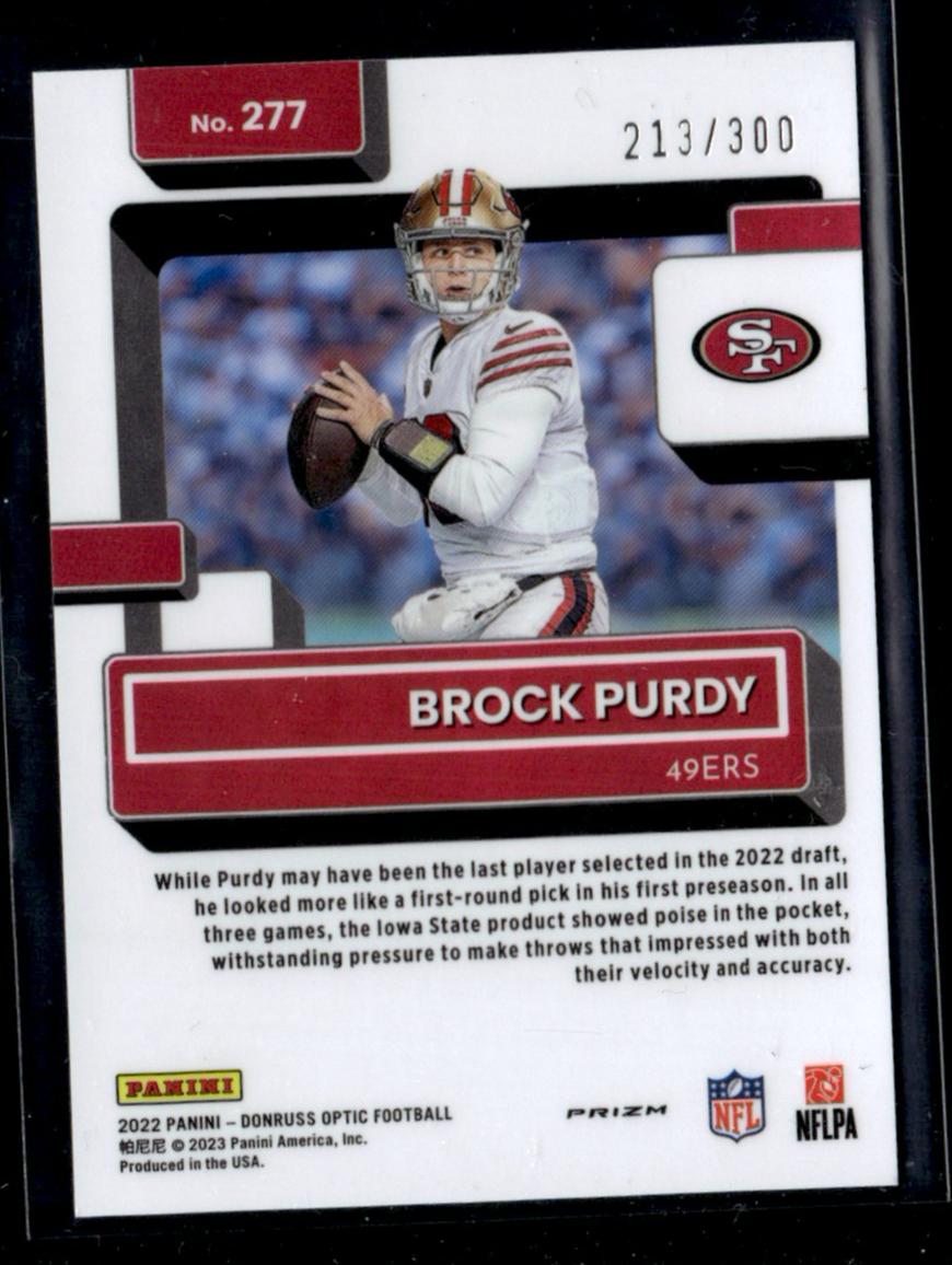 2022 Panini Donruss Optic Prizm Brock Purdy #277 RC /300