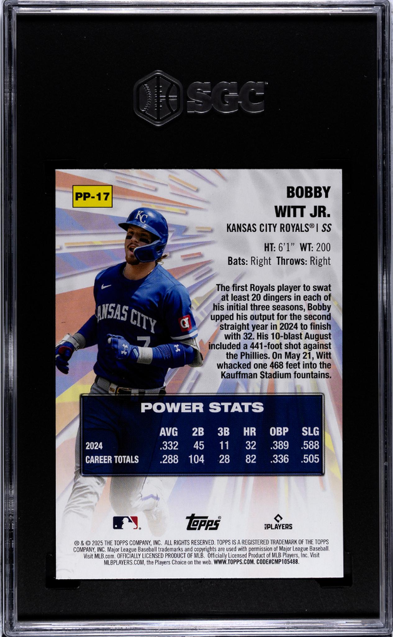 2025 Topps Celebration #PP-17 Bobby Witt Jr. Power Players SGC 10