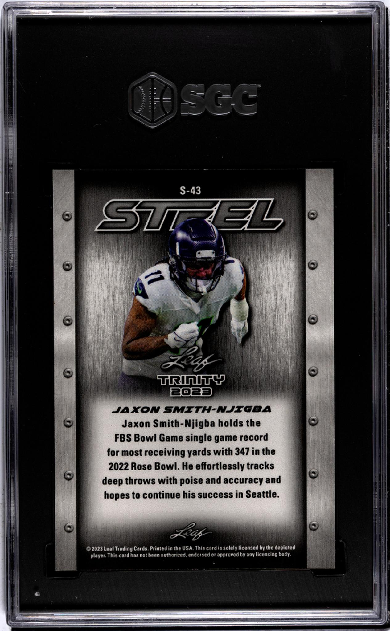 2023 Leaf Trinity #S-43 Jaxon Smith-Njigba Steel Silver Rookie SGC 9 MT