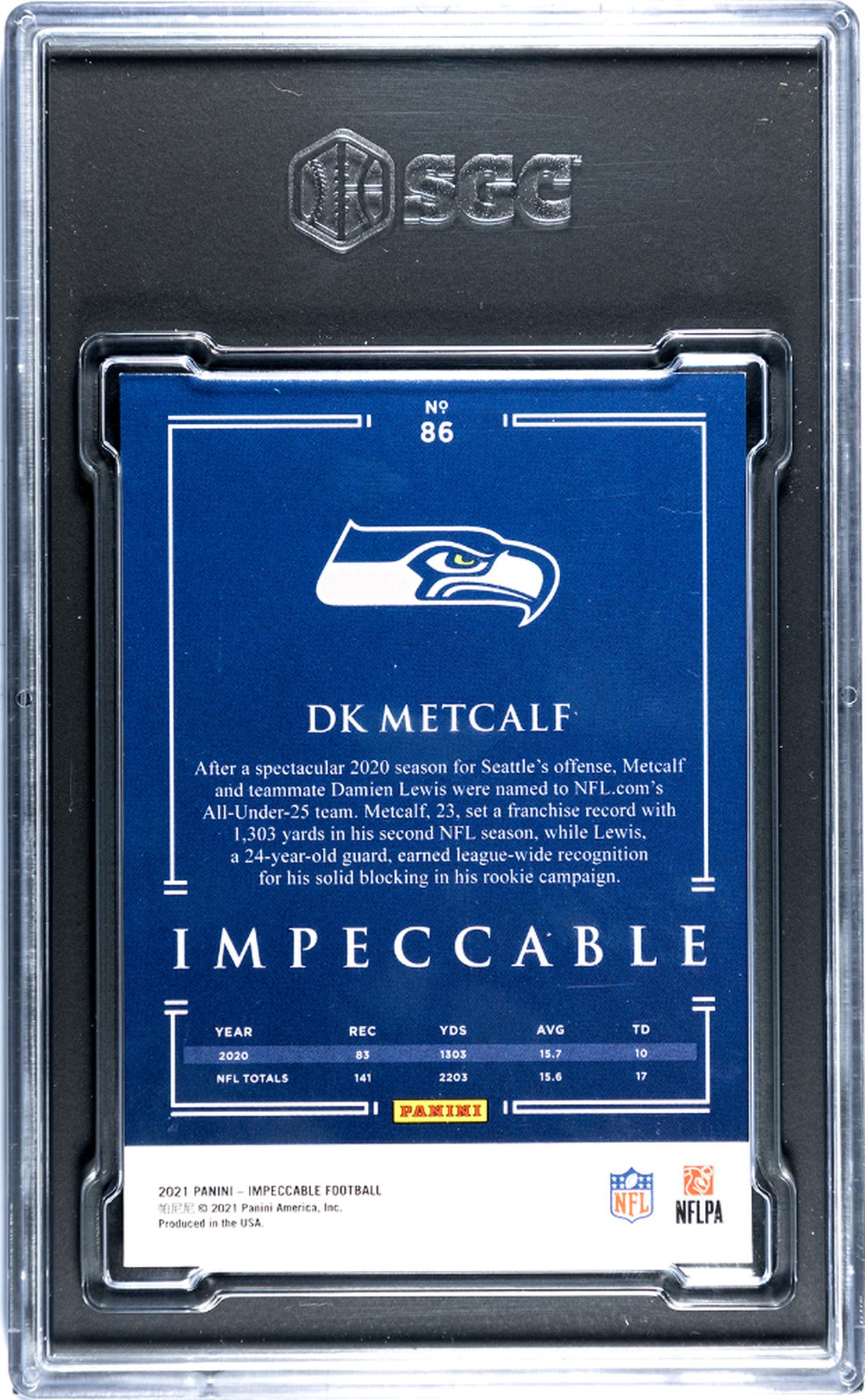 2021 Impeccable #86 DK Metcalf /50 SGC 9