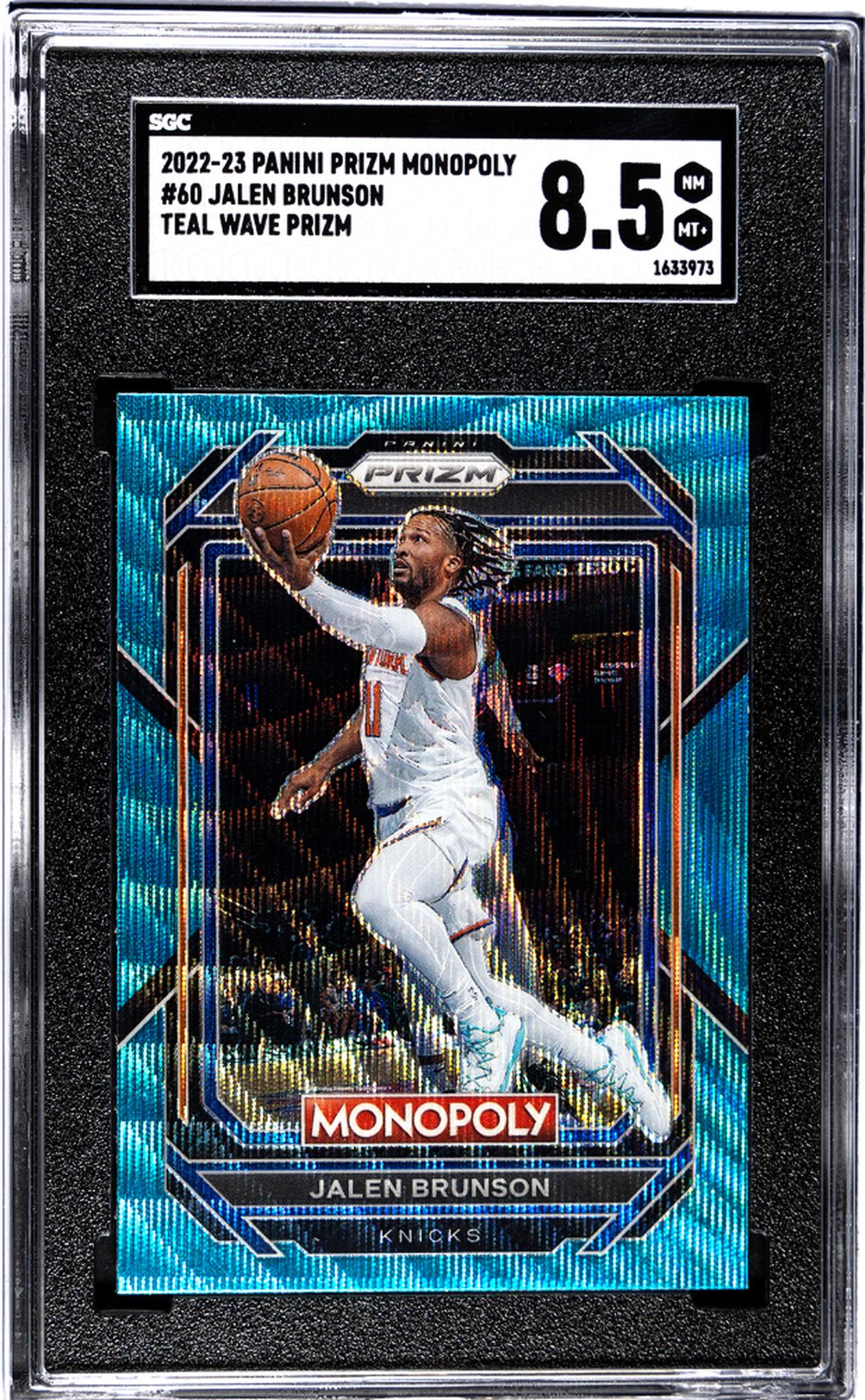 2022-23 Panini Prizm Monopoly #60 Jalen Brunson Teal Wave Prizm SGC 8.5
