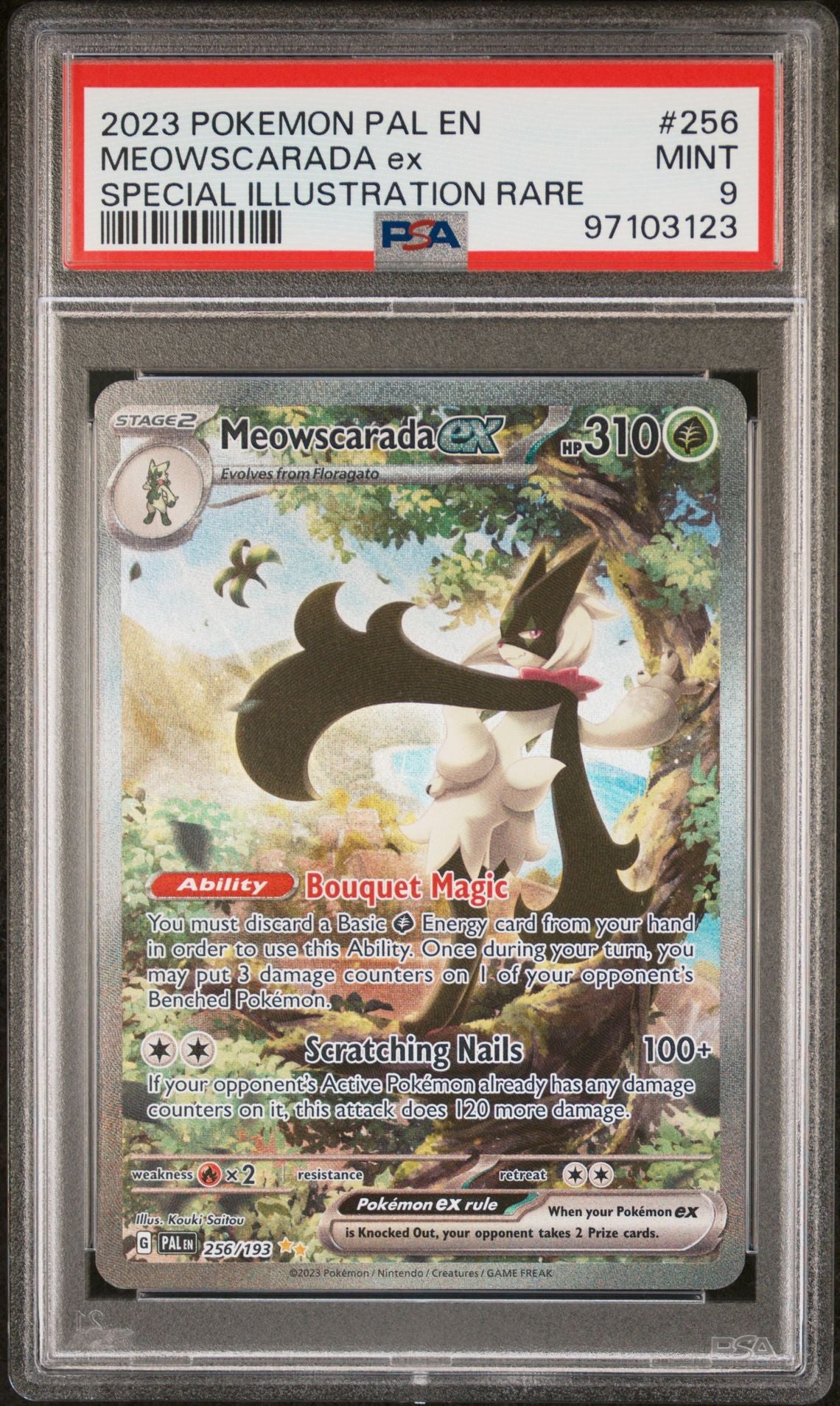 2023 Pokemon #256/193 Meowscarada EX SIR PSA 9 Mint Paldea Evovled