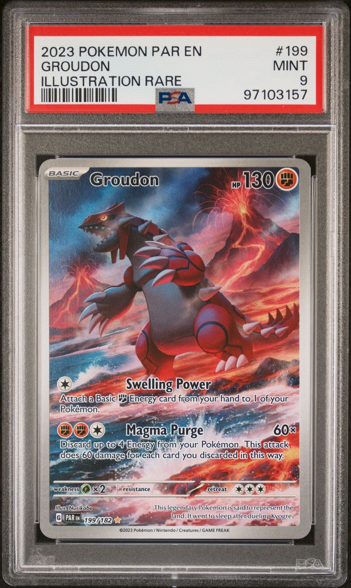 2023 Pokemon Scarlet and Violet Paradox Rift Illustration Rare Groudon #199 PSA 9