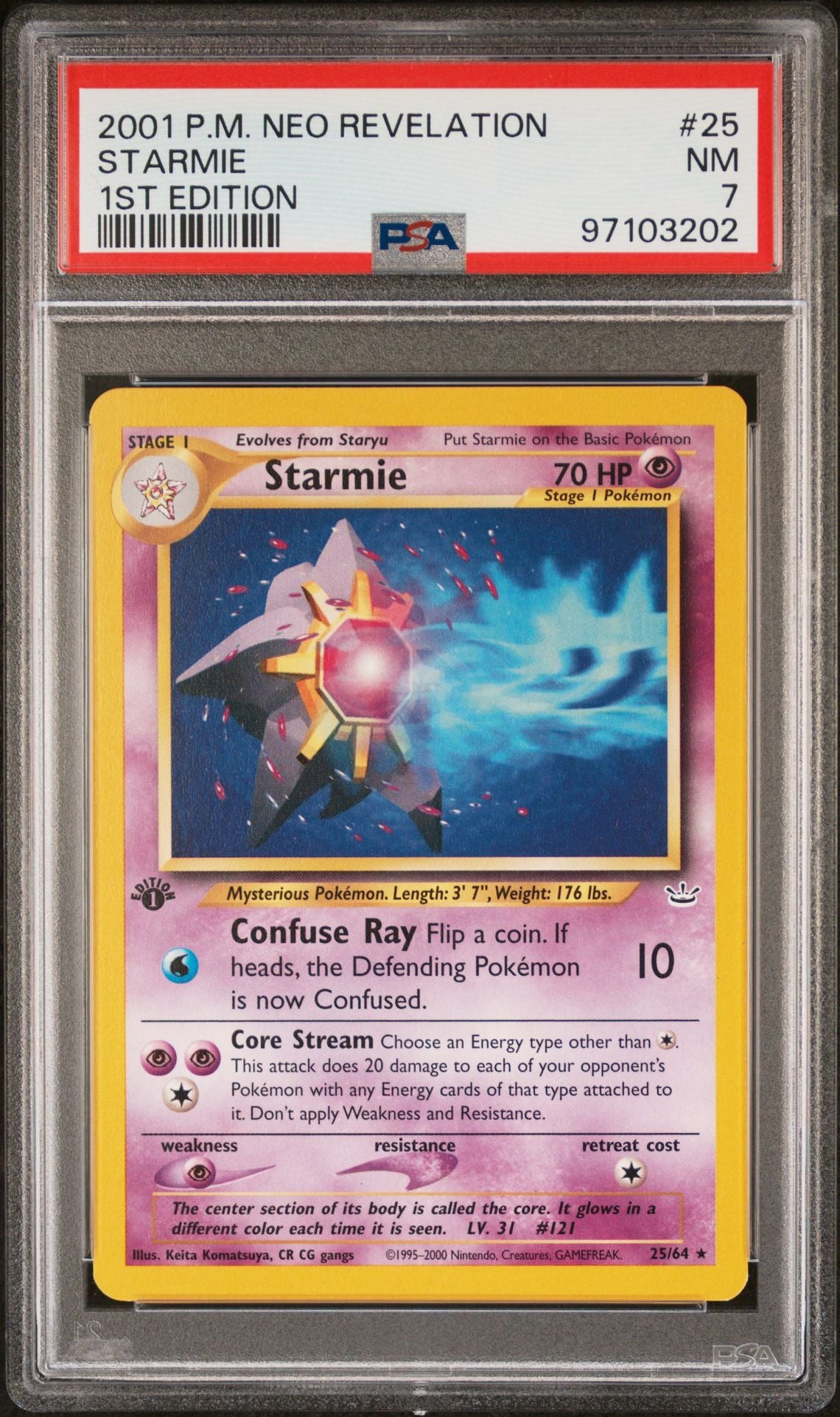 2001 Pokemon Neo Revelation 1st Edition #25/64 Starmie PSA 7