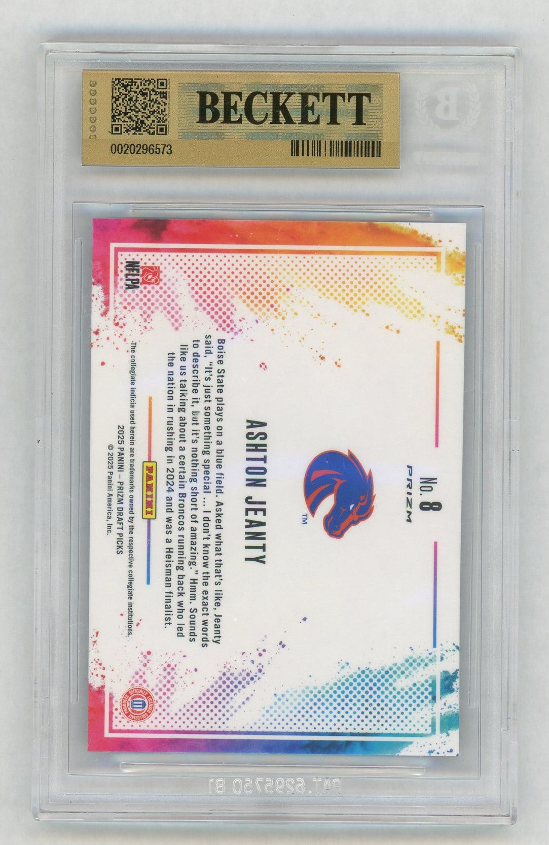 2025 Prizm Draft Picks #8 Ashton Jeanty Black Color Blast SSP Rookie RC BGS 9.5