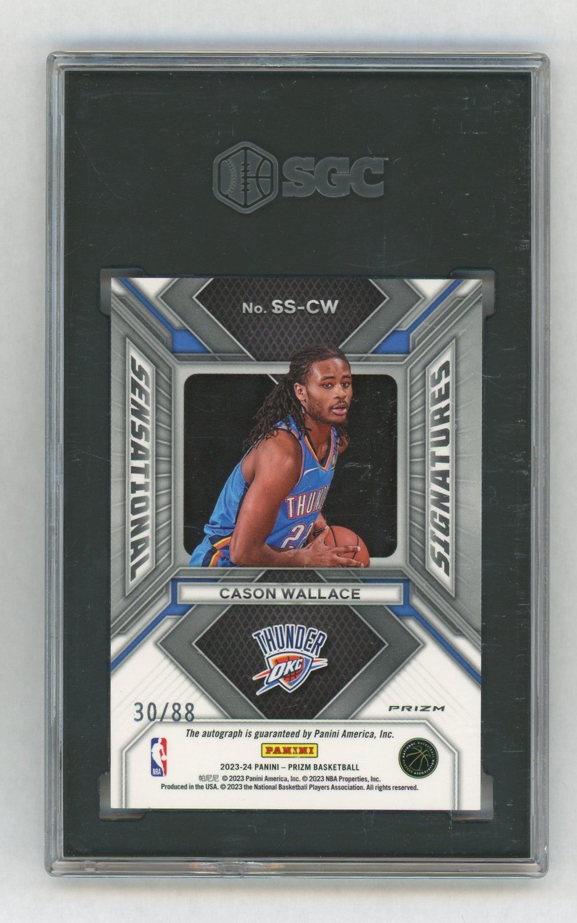 2023 Prizm SS-CW Cason Wallace Sensational Signatures Choice Auto Rookie RC 30/88 SGC 8