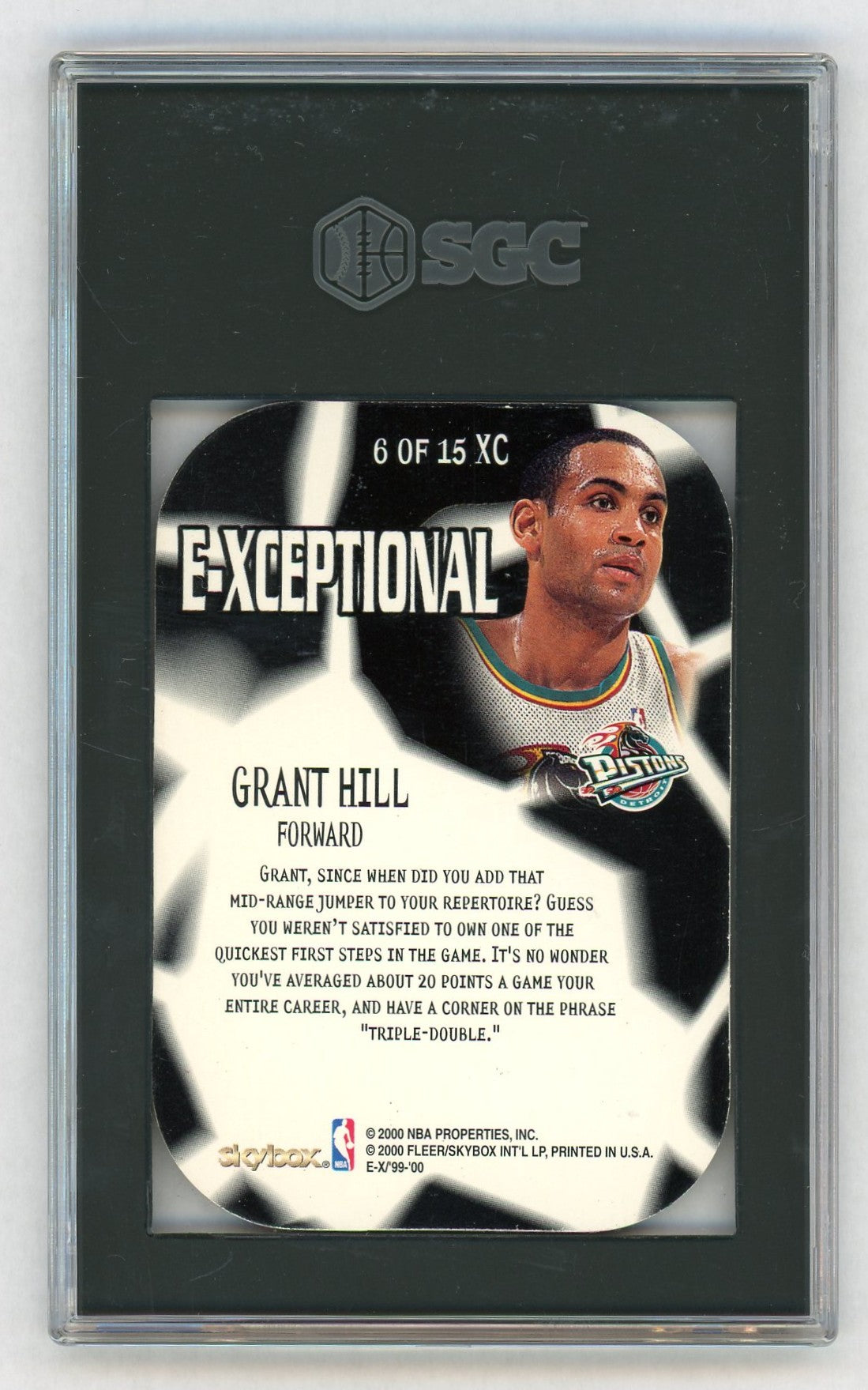 1999 Skybox E-X #6XC Grant Hill E-Xceptional Red Die-Cut SGC 8.5