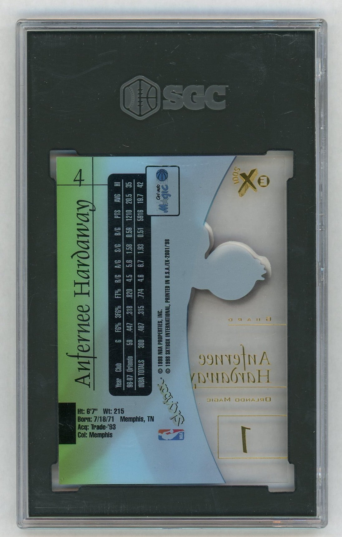 1997 SkyBox E-X #4 Anfernee Hardaway Acetate SGC 7.5