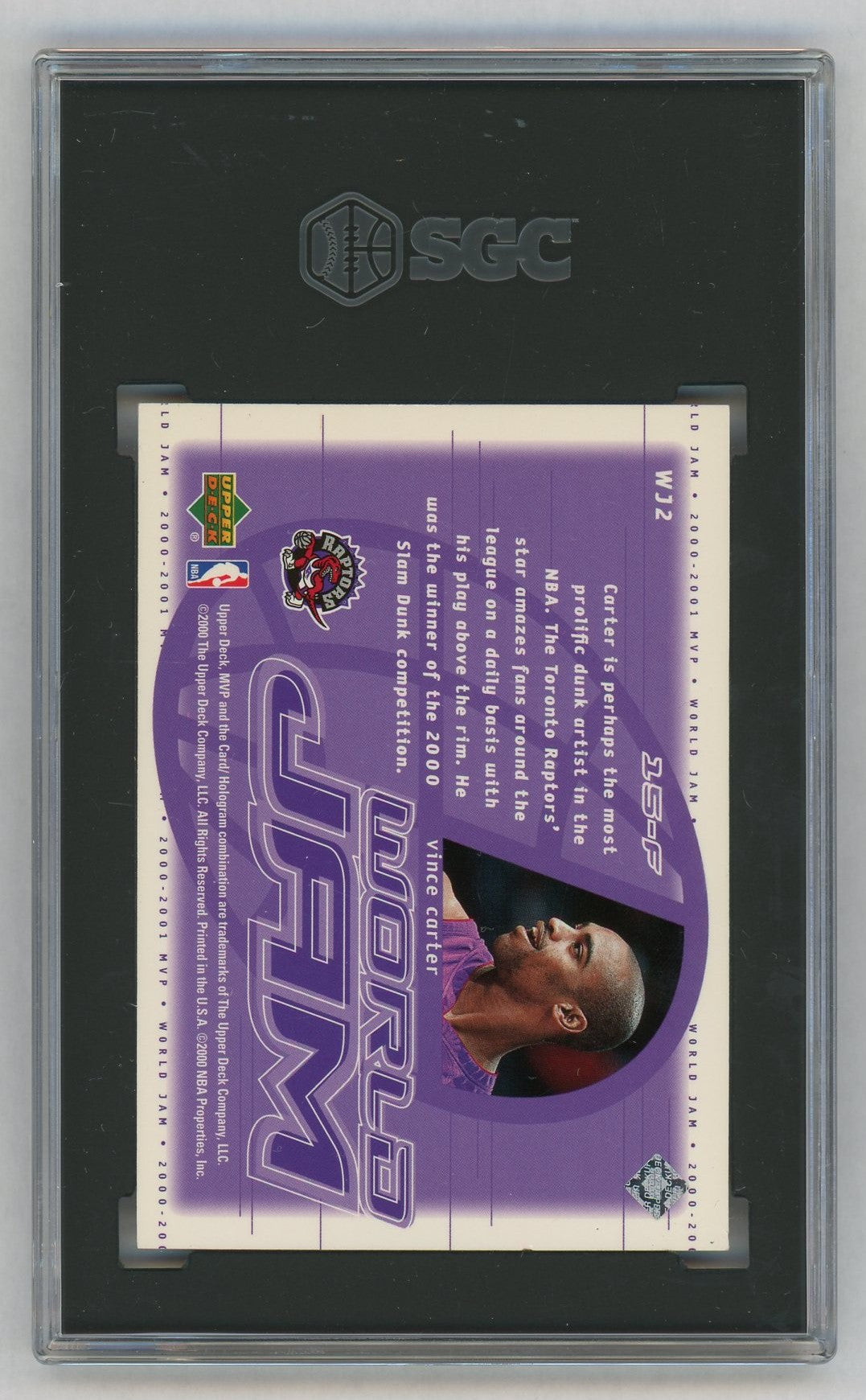 2000-01 Upper Deck MVP WJ2 Vince Carter World Jam SGC 7