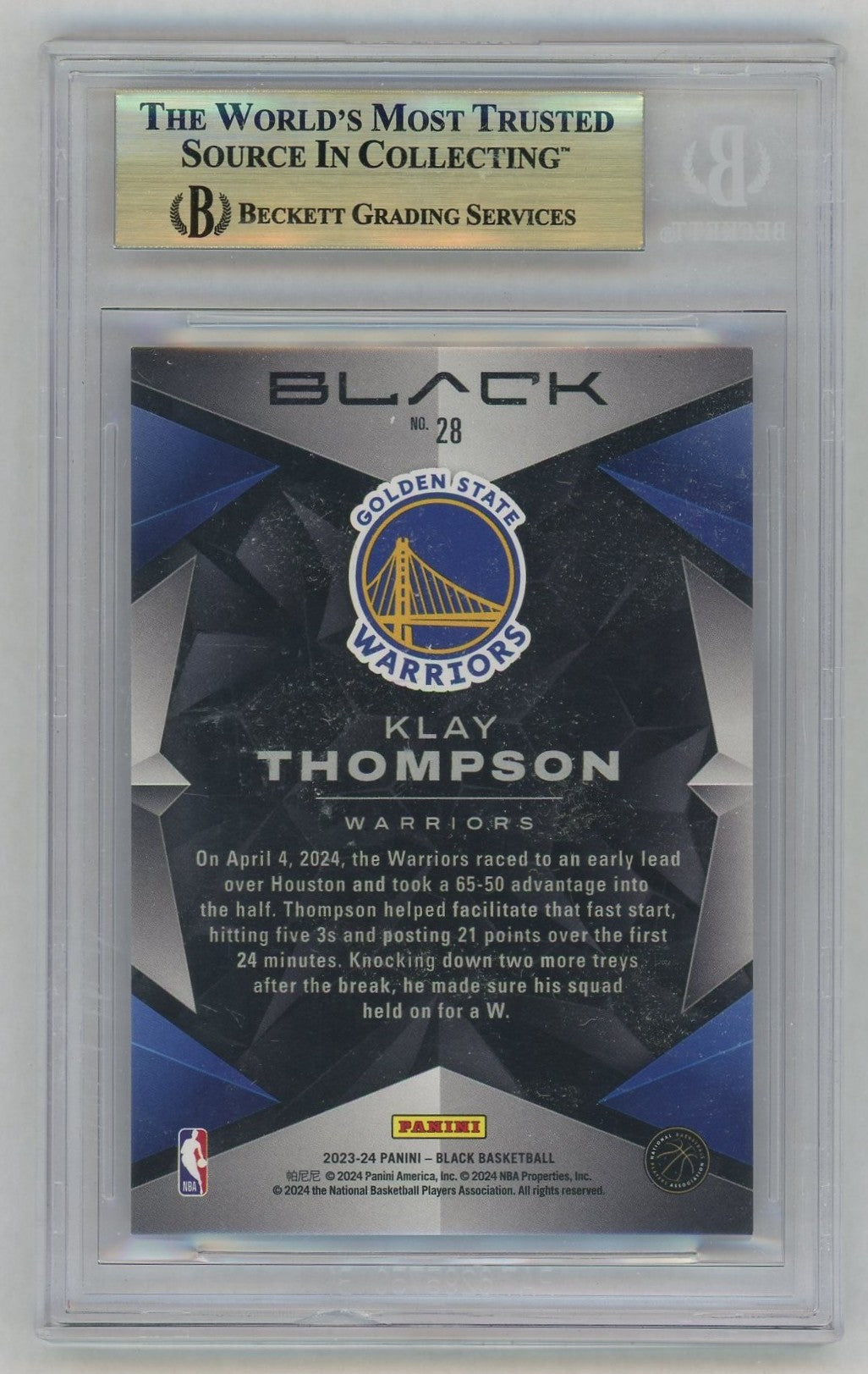 2023 Black Ruby Fotl Klay Thompson #28 /15 /49 BGS 9.5