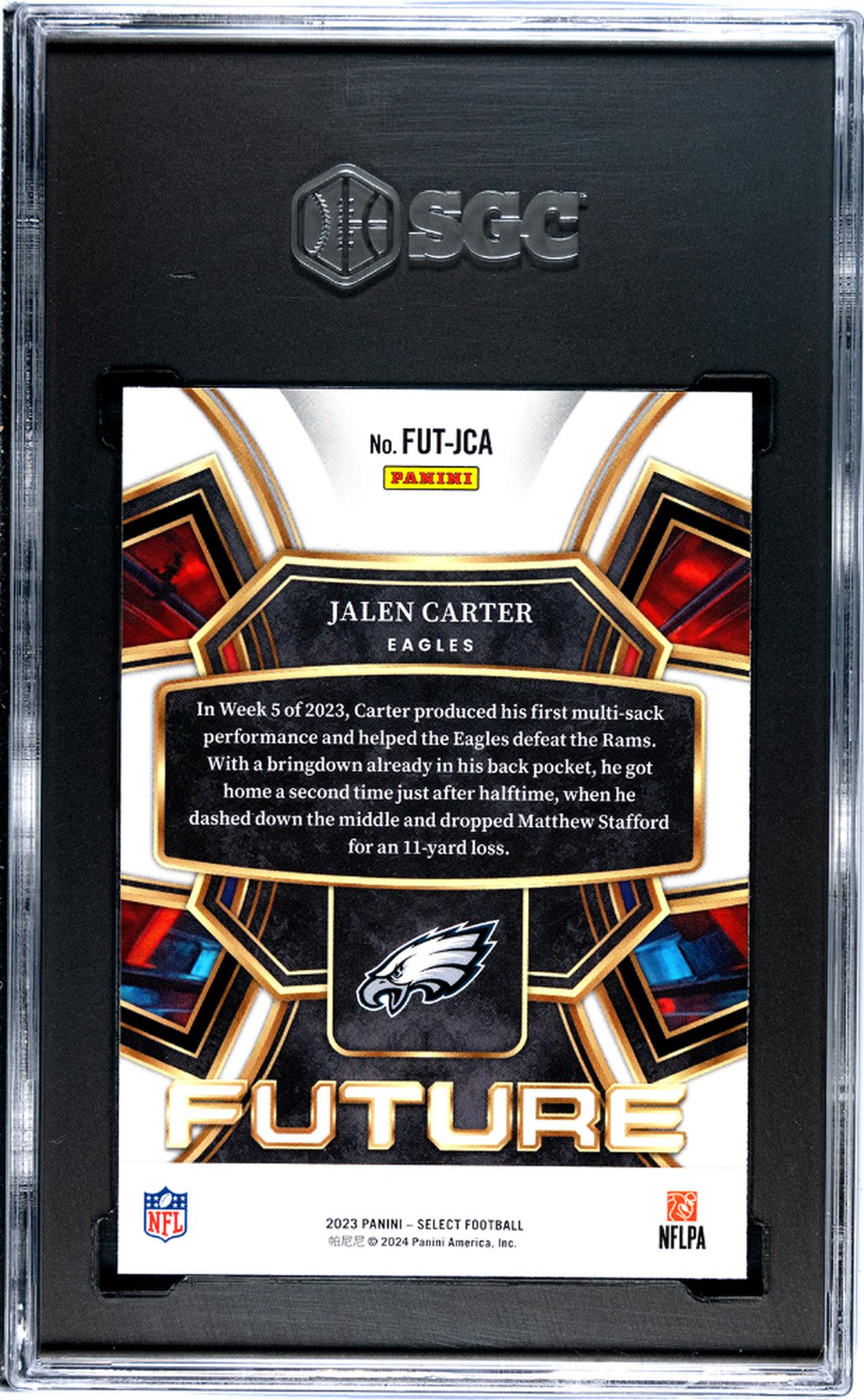 2023 Panini Select #FUT-JCA Jalen Carter Future Rookie  SGC 9