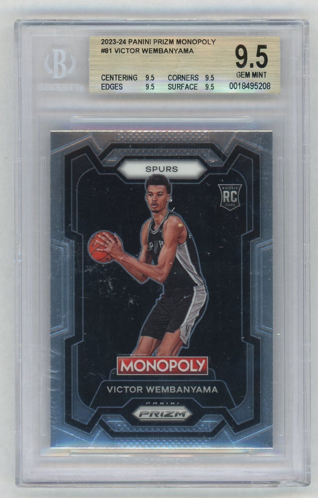 2023-24 Prizm Monopoly #81 Victor Wembanyama Rookie RC BGS 9.5