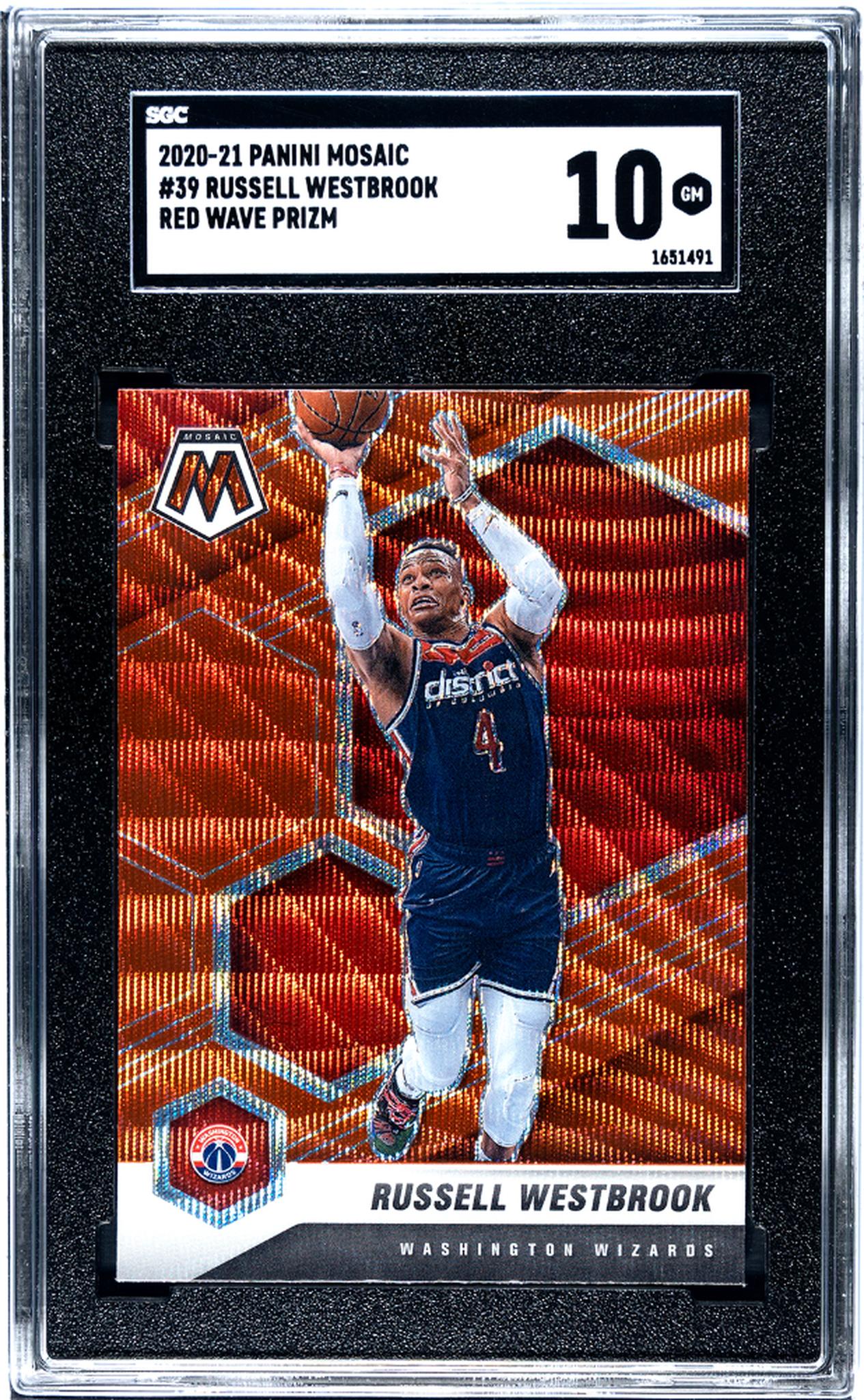 2020 Panini Mosaic Red Wave Russell Westbrook #39 SGC 10