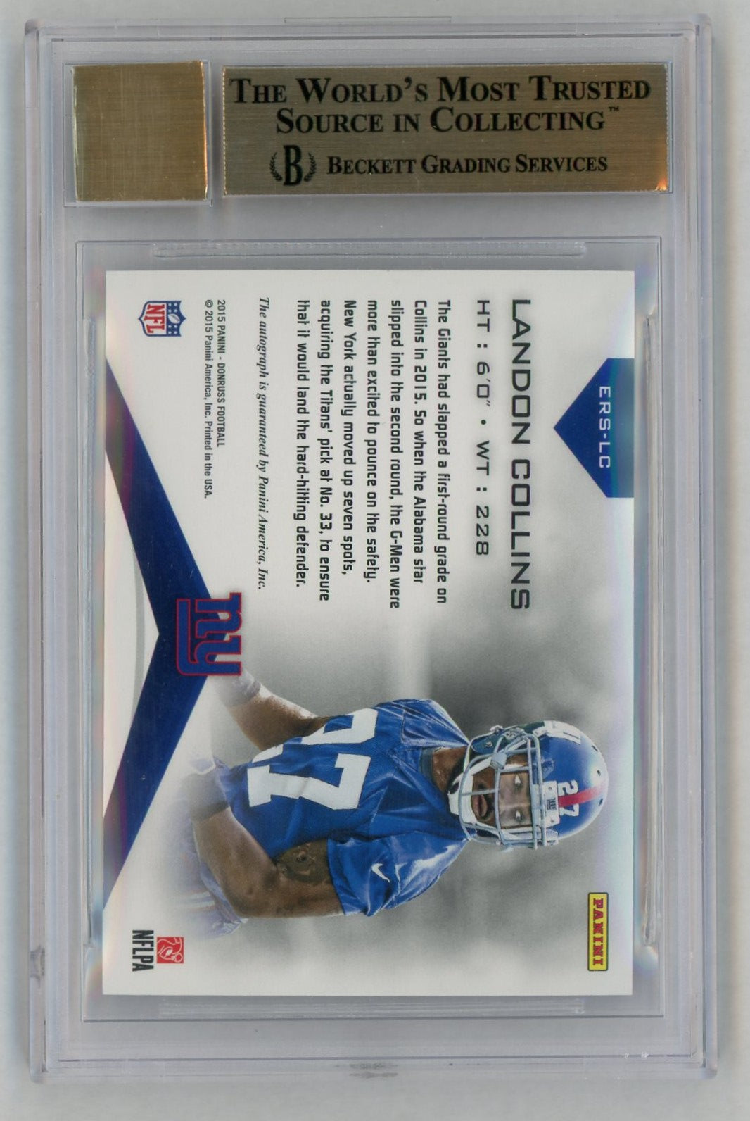 2015 Donruss Elite Inserts Rookie Signatures Landon Collins #ERSLC BGS 9.5