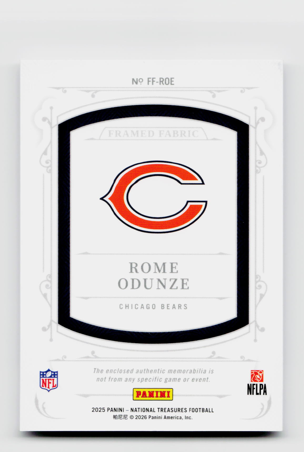 2025 National Treasures #FF-ROE Rome Odunze 35/49 Framed Fabric Patch