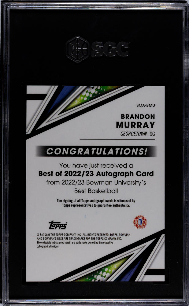 2022-23 Bowman University Best #BOA-BMU Brandon Murray Best of '22-'23, Auto. SGC 10