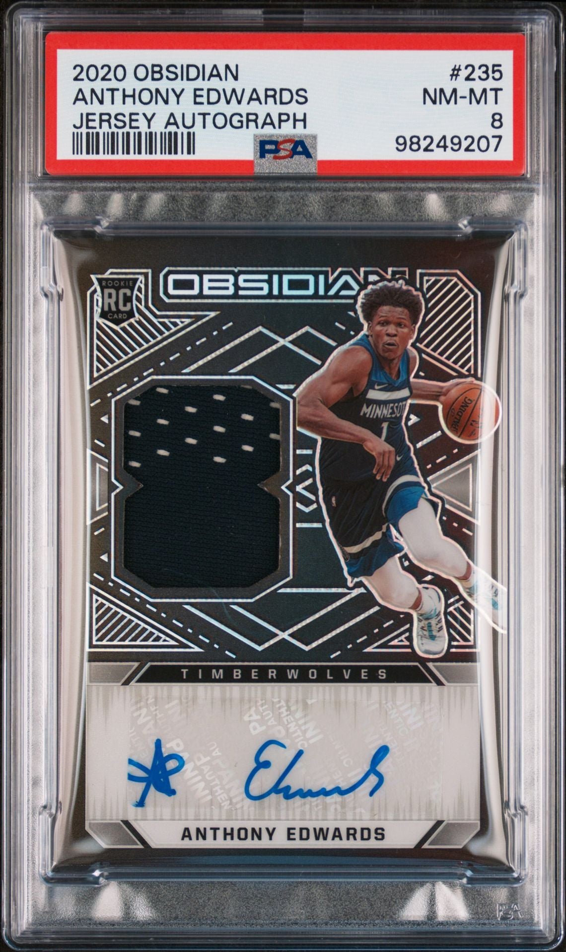 2020 Panini Obsidian #235 Anthony Edwards /99 PSA 8