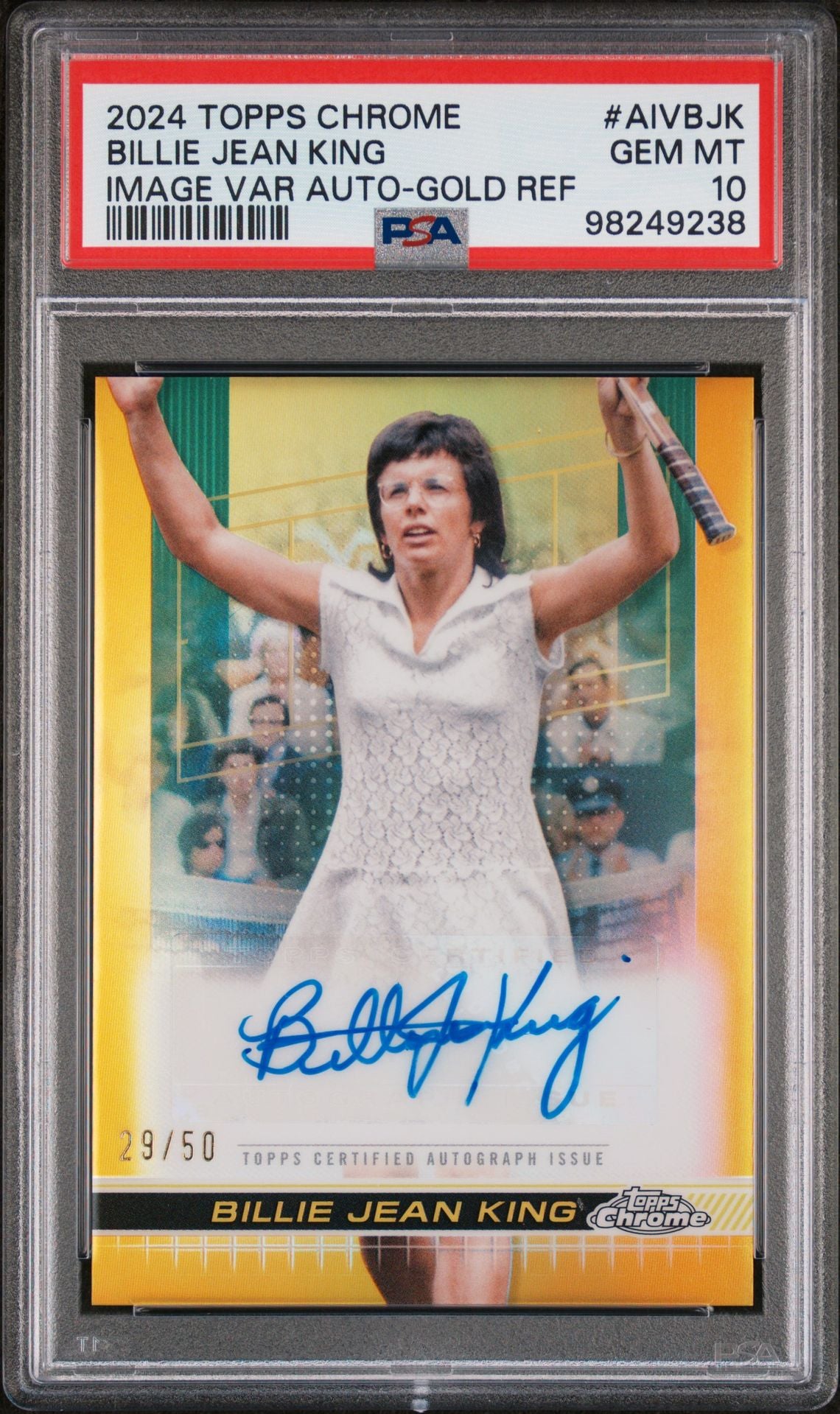 2024 Topps Chrome Gold Refractor Billie Jean King #AIVBJK Auto /50 PSA 10
