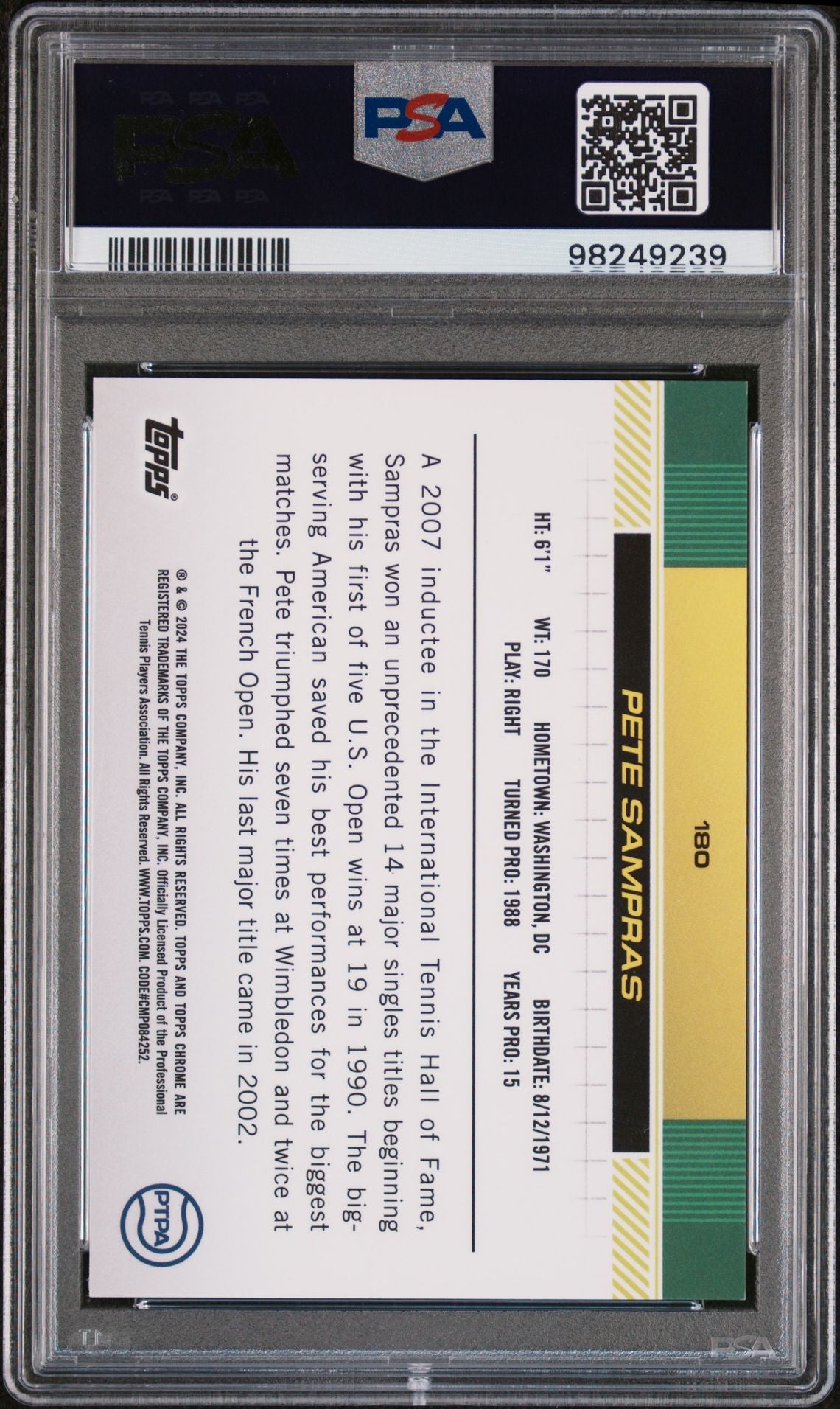 2024 Topps Chrome Red Refractor Pete Sampras #180 /5 PSA 9